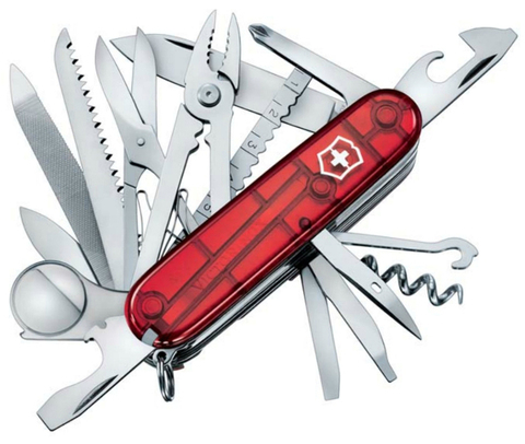 Нож Victorinox SwissChamp, 91 мм, 33 функции, полупрозрачный красный 1.6795.T от прозводителя Victorinox