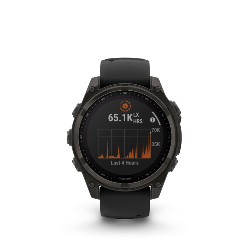 Garmin Fenix 8 - 47 мм SOLAR | SAPPHIRE | Carbon grey DLC titanium with Black/pebble grey silicone band