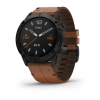 Garmin Fenix 6x - 51 мм SAPPHIRE | Black DLC with chestnut leather band