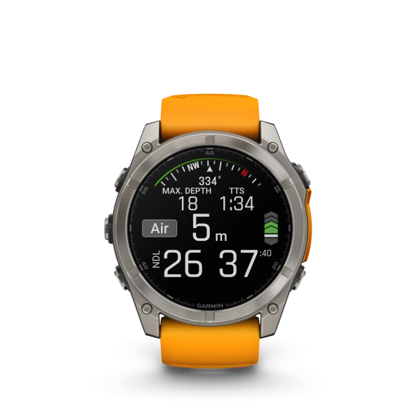 Garmin Fenix ​​8 — AMOLED, 51 мм — сапфирово-титановый с силиконовым ремешком Spark Orange/Graphite 010-02905-11 от прозводителя Garmin