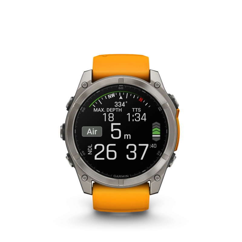 Garmin Fenix 8 - 51 мм AMOLED | SAPPHIRE | Titanium with Spark orange/graphite silicone band