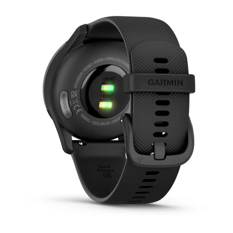 Garmin Vivomove Trend - 40 мм | Slate stainless steel bezel with black case and silicone band