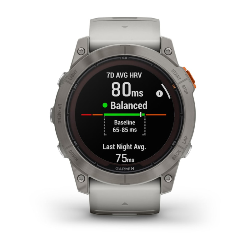 Garmin Fenix 7x Pro - 51 мм SOLAR | SAPPHIRE | Titanium with Fog Gray/Ember Orange Band
