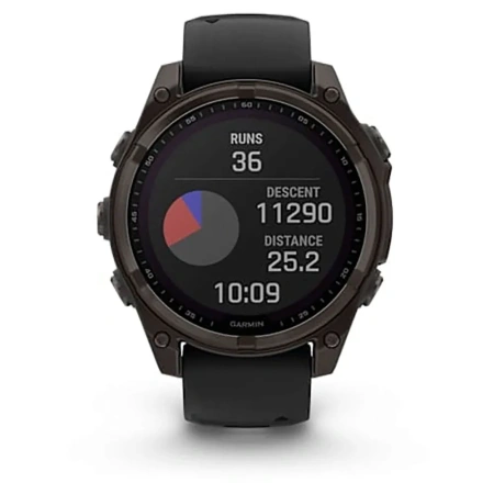 Garmin Fenix 8 - 47 мм SOLAR | SAPPHIRE | Carbon grey DLC titanium with Black/pebble grey silicone band