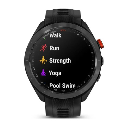 Garmin Approach S70 - 47 мм | Black/Red Ceramic Bezel with Black Silicone Band