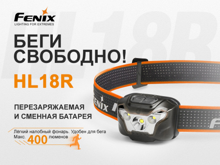 Фонарь Fenix налобный HL18R 400 люмен HL18Rbk от прозводителя Fenix