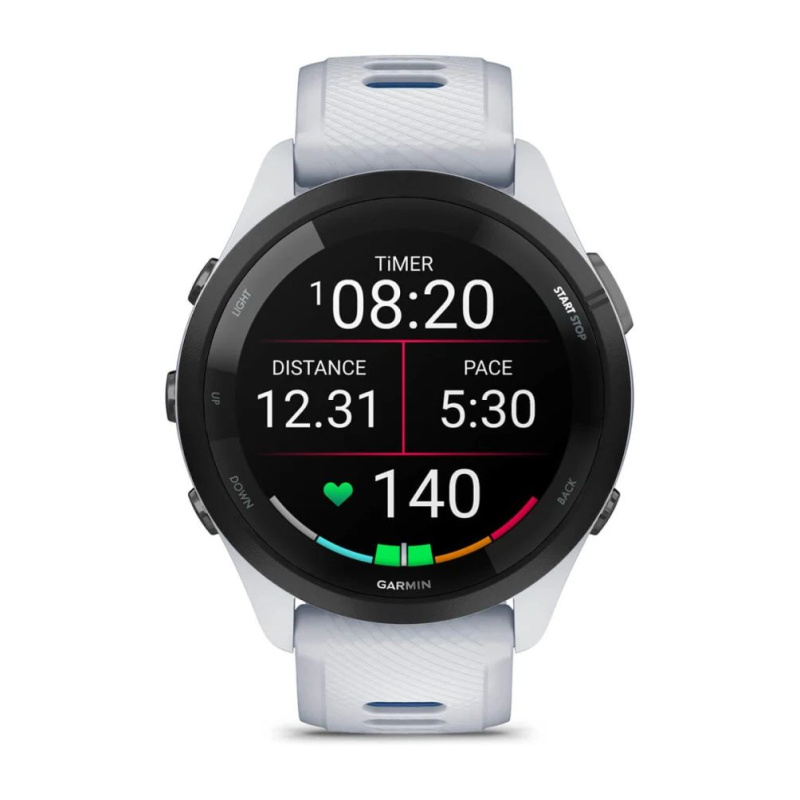 Garmin Forerunner 265 - 46 мм | Black Bezel with Whitestone Case and Whitestone/Tidal Blue Silicone Band