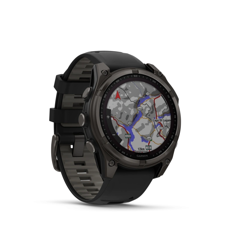 Garmin Fenix 8 - 47 мм SOLAR | SAPPHIRE | Carbon grey DLC titanium with Black/pebble grey silicone band